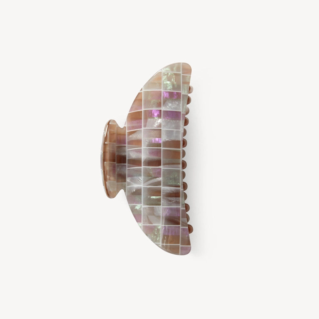 Midi Heirloom Claw in Brown Shell Checker