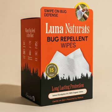 Natural Bug Repellent Wipes — Summer & Outdoor | 15ct