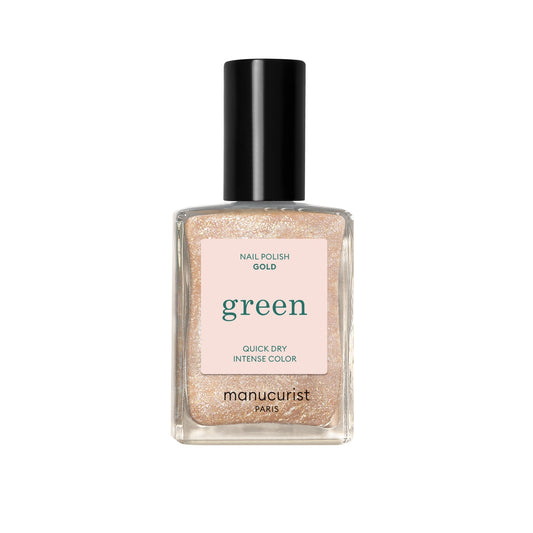 Green Natural Nail Polish - Gold