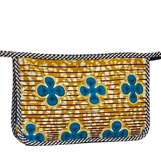 Mini Holdall -  blue clover on yellow