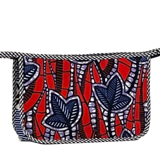 Mini Holdall - Red stripe lotus flower
