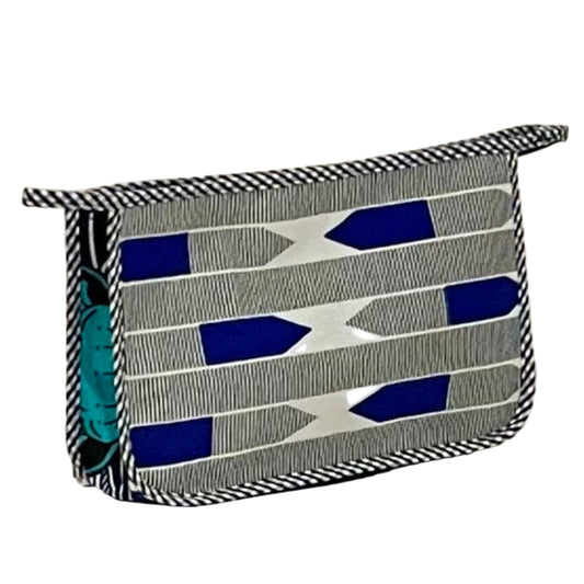 Mini Holdall - Black/White/Cobalt Stripe